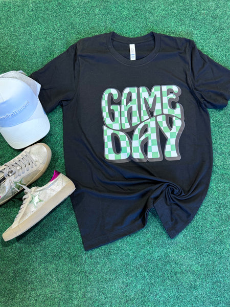 Black Checkered Game Day Graphic Tee