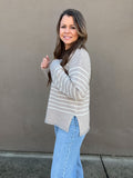 Taupe Rolled Trim Sweater