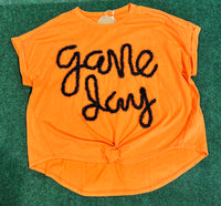 Game Day Metallic Letter Top