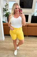 SHIP ONLY-Jenna High Rise Control Top Cuffed Shorts in Yellow